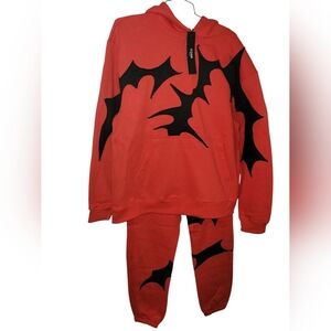 NWT KDNK Graphic Hoodie and Sweatpants Set SZ L